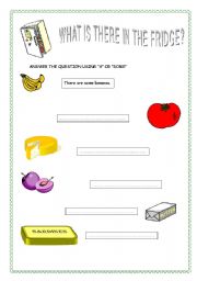 English Worksheet: WHAT IS THERE IN THE FRIDGE?