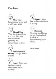 English worksheet: Face and eye shapes