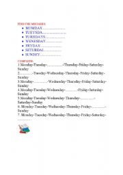 English Worksheet: days of the week