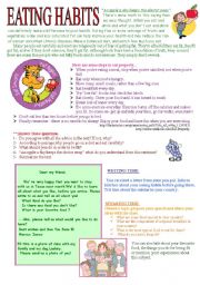 English Worksheet: Eating habits,countables-uncountables