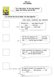 English Worksheet: Bob Sponge hobbies and activities