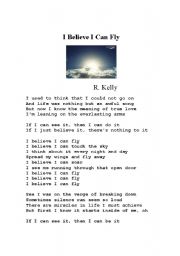 English Worksheet: I Believe I Can Fly