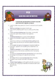 Gerunds and infinitives - transformation sentences - teachers notes