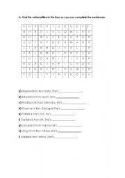 English Worksheet: Nationalities
