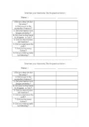 English worksheet: Interview Simple Past