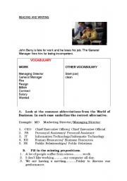 English worksheet: Reading and writing