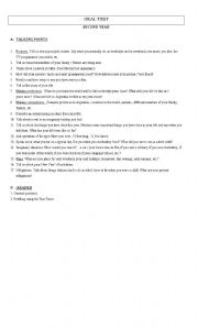 English worksheet: Talking points for second year