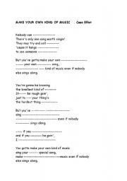 English worksheet: fill in the blanks of this cool song