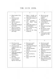 English Worksheet: The Dice Game