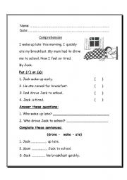 English Worksheet: comprehension