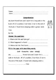 English Worksheet: comprehension