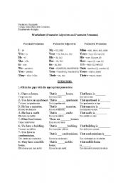 English worksheet: possesives