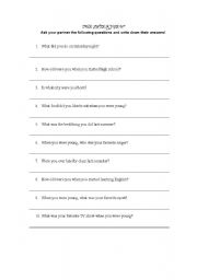 English worksheet: Simple Past Interview