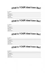 English worksheet: Describing Your Ideal Town