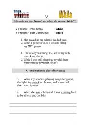 English Worksheet: When v. while