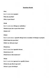 English Worksheet: Question words