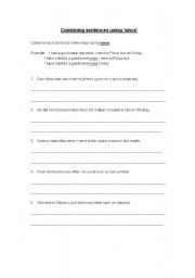 English worksheet: Combine sentences using since