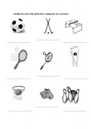 English worksheet: Sports equipments