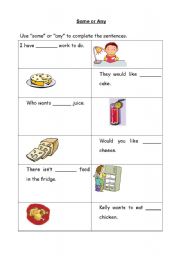 English Worksheet: Some or Any
