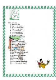 English Worksheet: to be