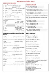 English Worksheet: Present Continous Tense