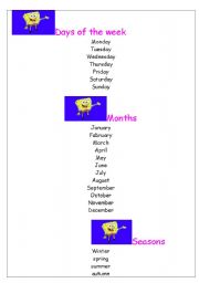 English worksheet: Days, Month&Seasons