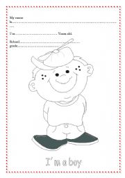 English Worksheet: Cover or personal ID for youngers pupils