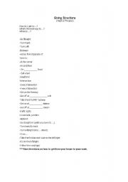 English worksheet: Giving Directions Vocabulary