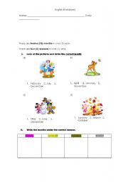 English Worksheet: months and seasons