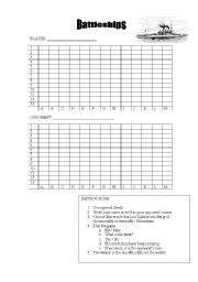 English Worksheet: Battleships Vocabulary Activity