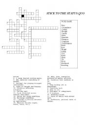 English Worksheet: Stick To The Status Quo Crossword (High School Musical)