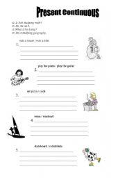 English Worksheet: What are they doing?