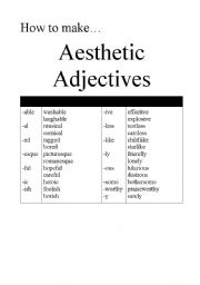 English Worksheet: Aesthetic Adjectives