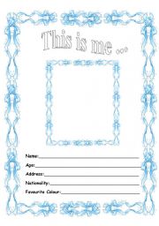 English Worksheet: English Portfolio: This is me...