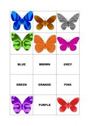 English worksheet: MEMORY GAME (cards) COLOURS