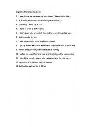 English Worksheet: STORY TO ORGANIZE
