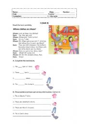 English Worksheet: Clothes