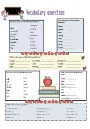 English Worksheet: VOCABULARY EXERCISES