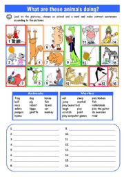 English Worksheet: Present continuous - animals + actions