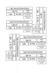 English worksheet: I go - I go to - I go to the