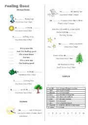 English Worksheet: Michael Buble Feeling Good