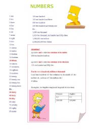 English Worksheet: cardinal numbers