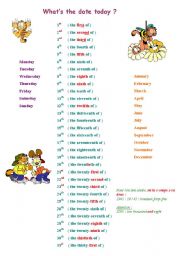 English Worksheet: days, ordinal numbers, months and years