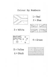 English Worksheet: English Speaking Countries Colour By Numbers