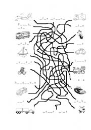 English Worksheet: Transport Maze