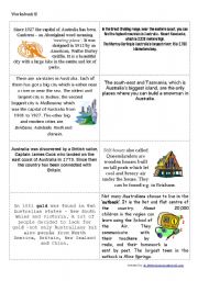 English Worksheet: Down Under - Australia Quiz - Worksheet B1