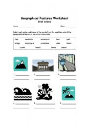 English Worksheet: Geographical Features