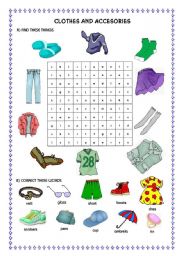 English Worksheet: CLOTHES AND ACCESSORIES