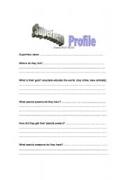 English worksheet: Superhero Profile