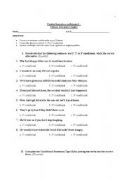 English Worksheet: Test on conditional sentences